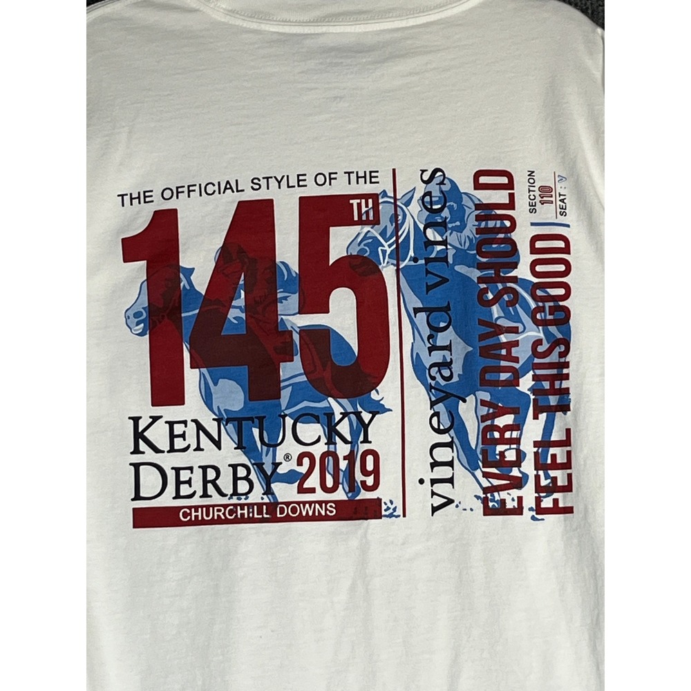 Vineyard Vines Mens Kentucky Derby 145th LS T-Shirt Long Sleeve Pocket Tee XS - Picture 6 of 8